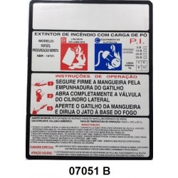 07051 B - Pó Indireta - Rótulo modêlo standard pó pressurização indireta 4/6/8/12 kg