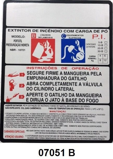 07051 B - Pó Indireta - Rótulo modêlo standard pó pressurização indireta 4/6/8/12 kg-0