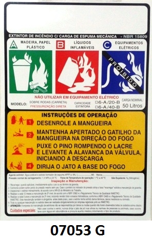 07053 G - Carreta Espuma Mecânica - Rótulo carreta Espuma Mecânica pressurização direta 50 Lt-0